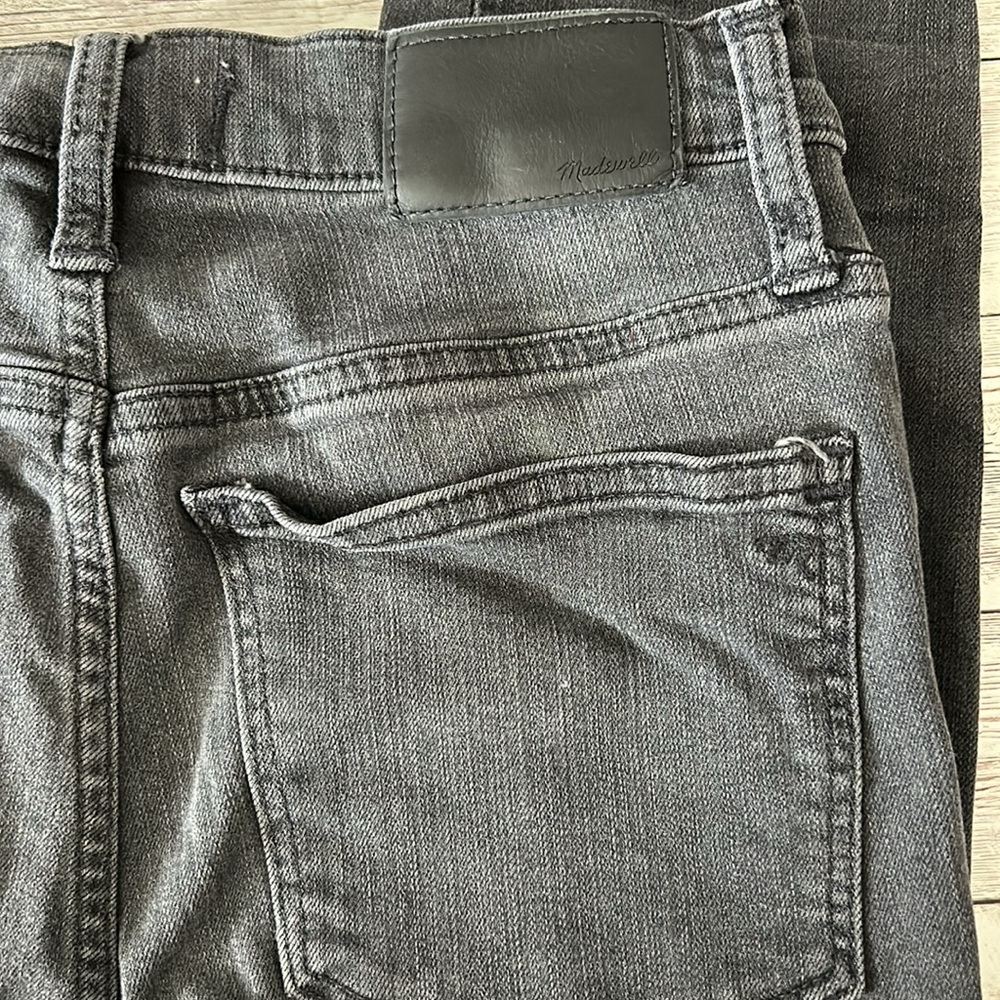 Madewell Faded Black Grey Button Fly High Rise Raw Hem Skinny Jeans - Picture 6 of 9